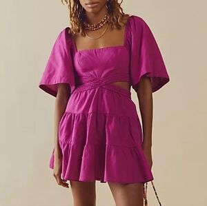 Free People Free-est Cross of Sunlight Mini Dress Fuschia